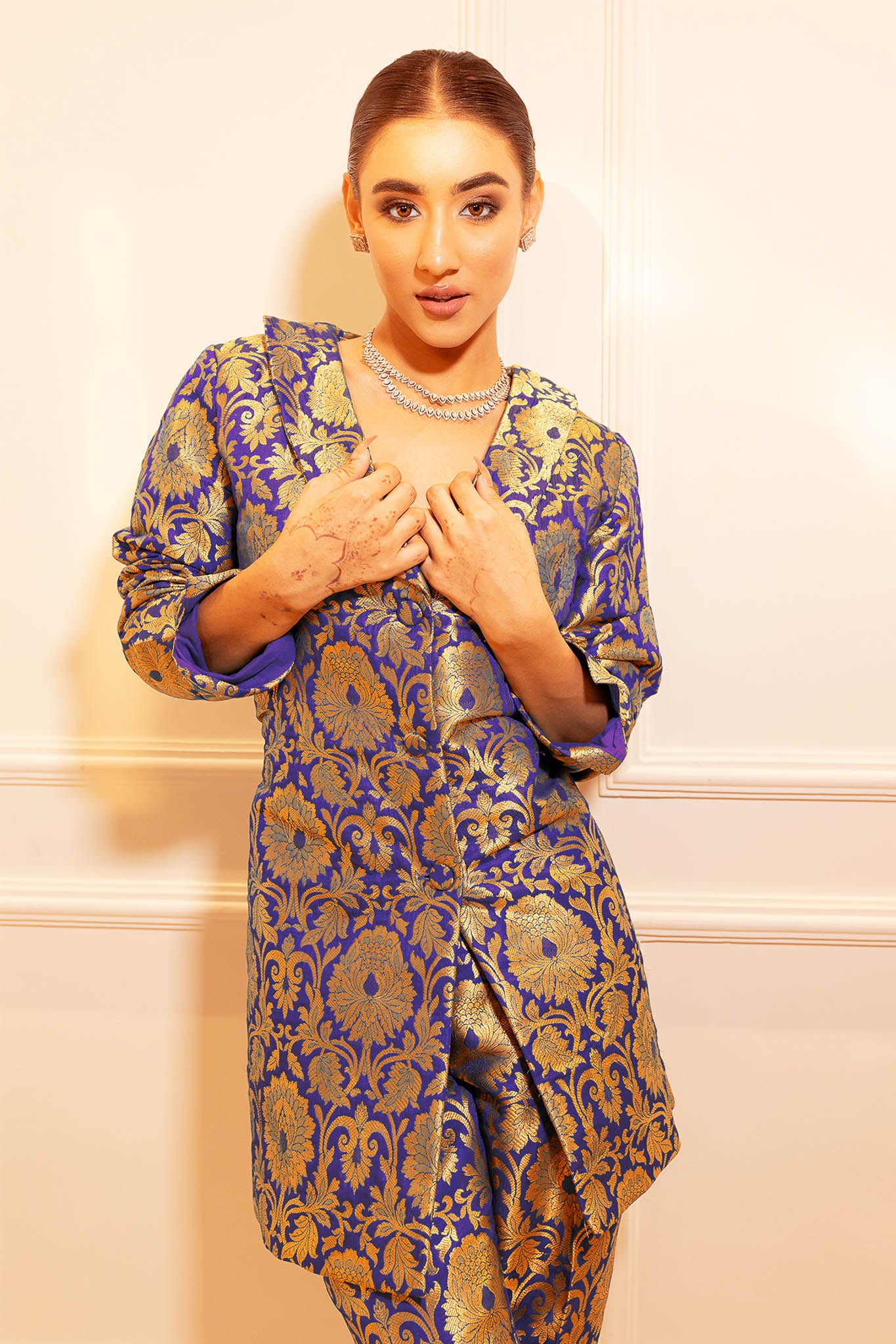 Mauve Mehfil | Purple Brocade Pant Suit Set