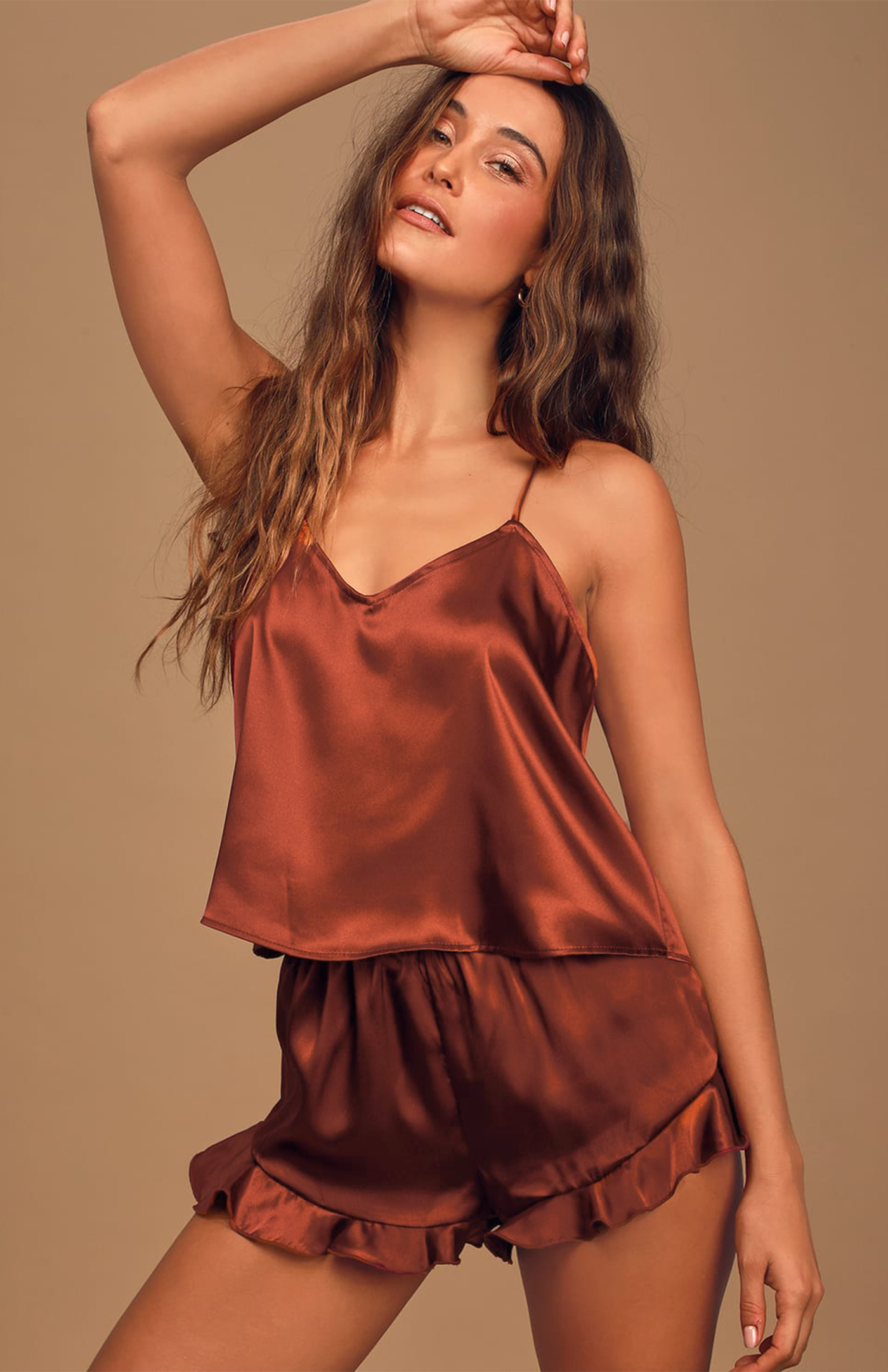 Golden Sunset | Satin Camisole & Shorts Set