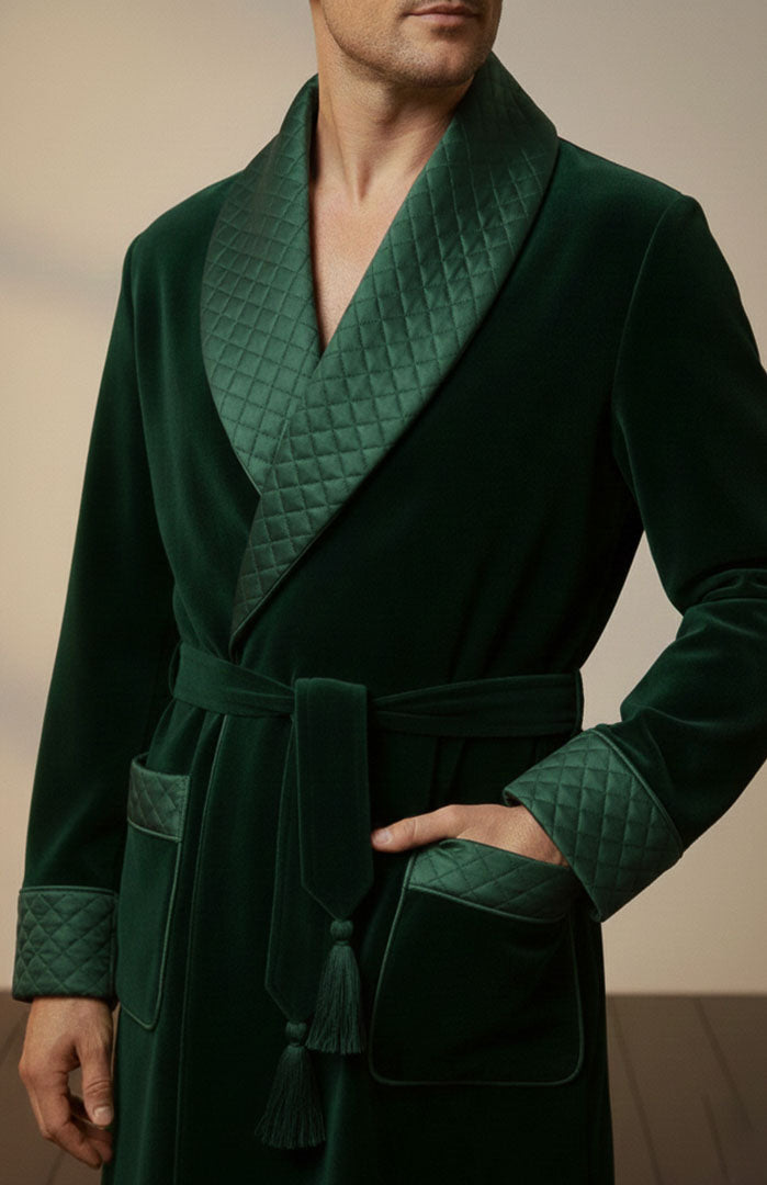 Green Label Reserve | Quilted Velvet Winter Robe for Men