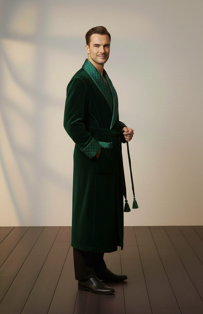 Green Label Reserve | Quilted Velvet Winter Robe for Men
