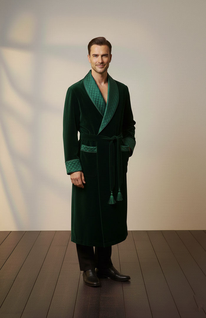 Green Label Reserve | Quilted Velvet Winter Robe for Men