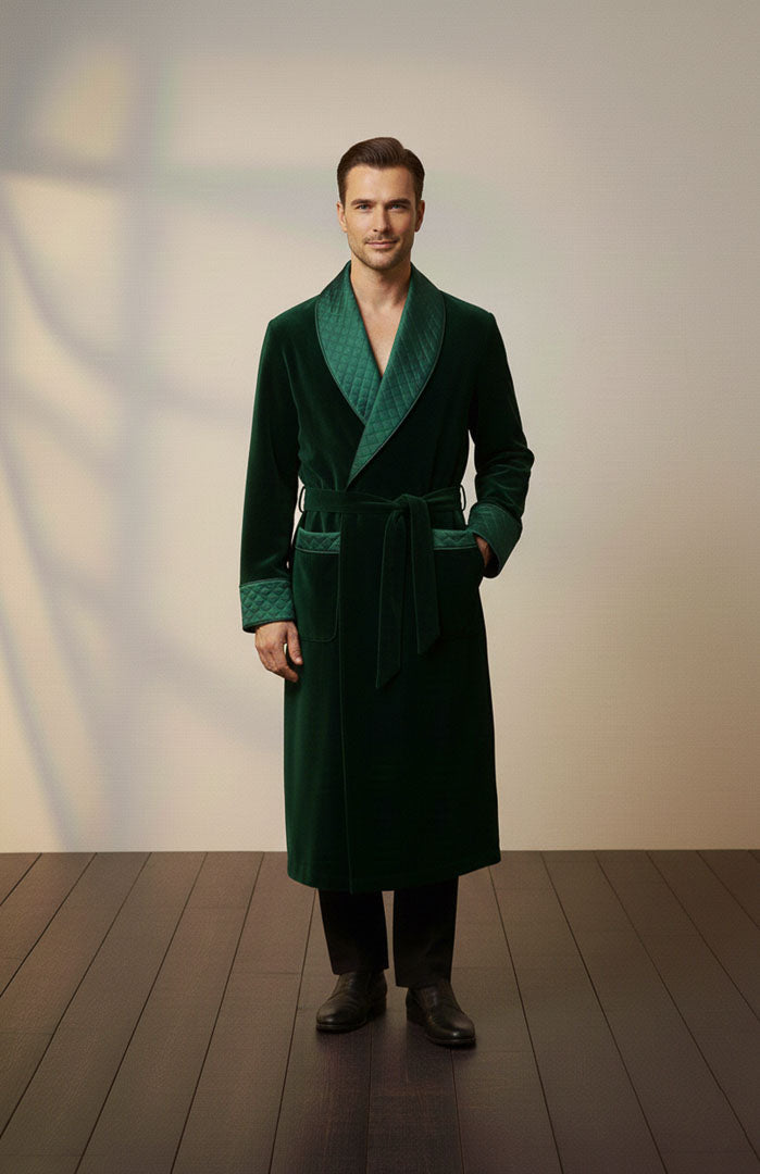 Green Label Reserve | Quilted Velvet Winter Robe for Men