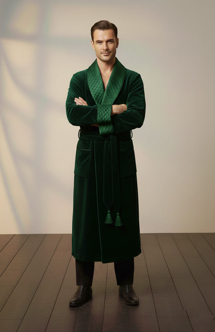 Green Label Reserve | Quilted Velvet Winter Robe for Men