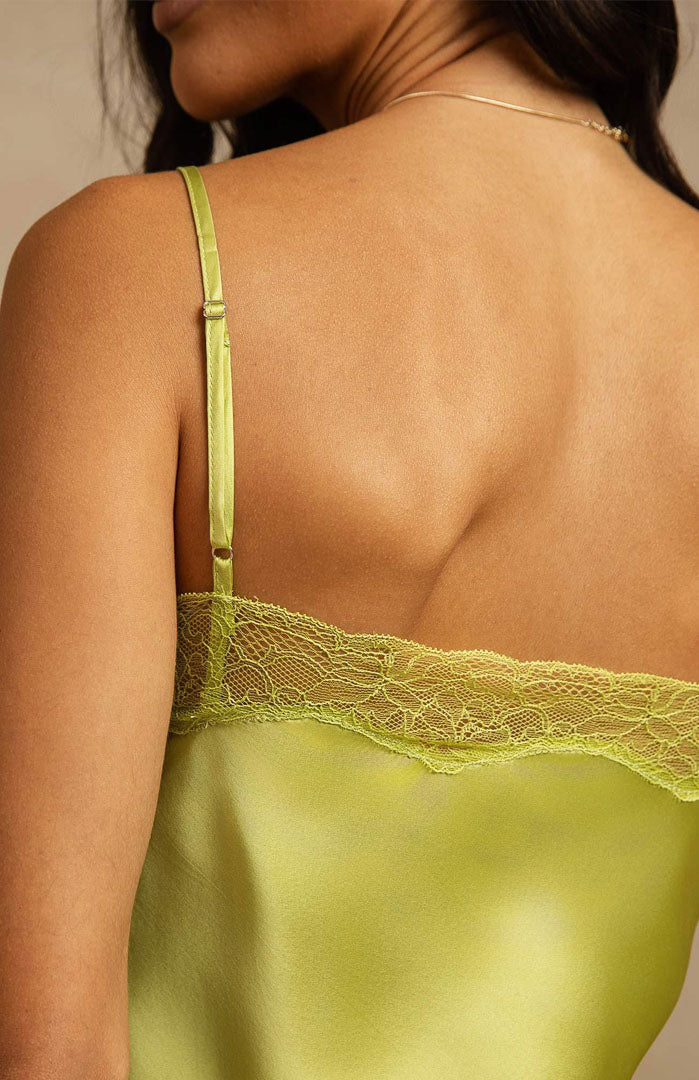 The Naughty Grinch | Chartreuse Lace Satin Set