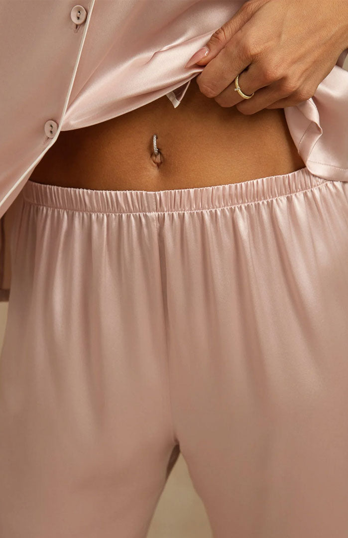 Blush Classic | Blush Pink Satin Button-Down Pajama Set