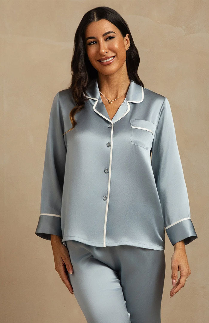 Tiffany Classic | Tiffany Blue Satin Button-Down Pajama Set