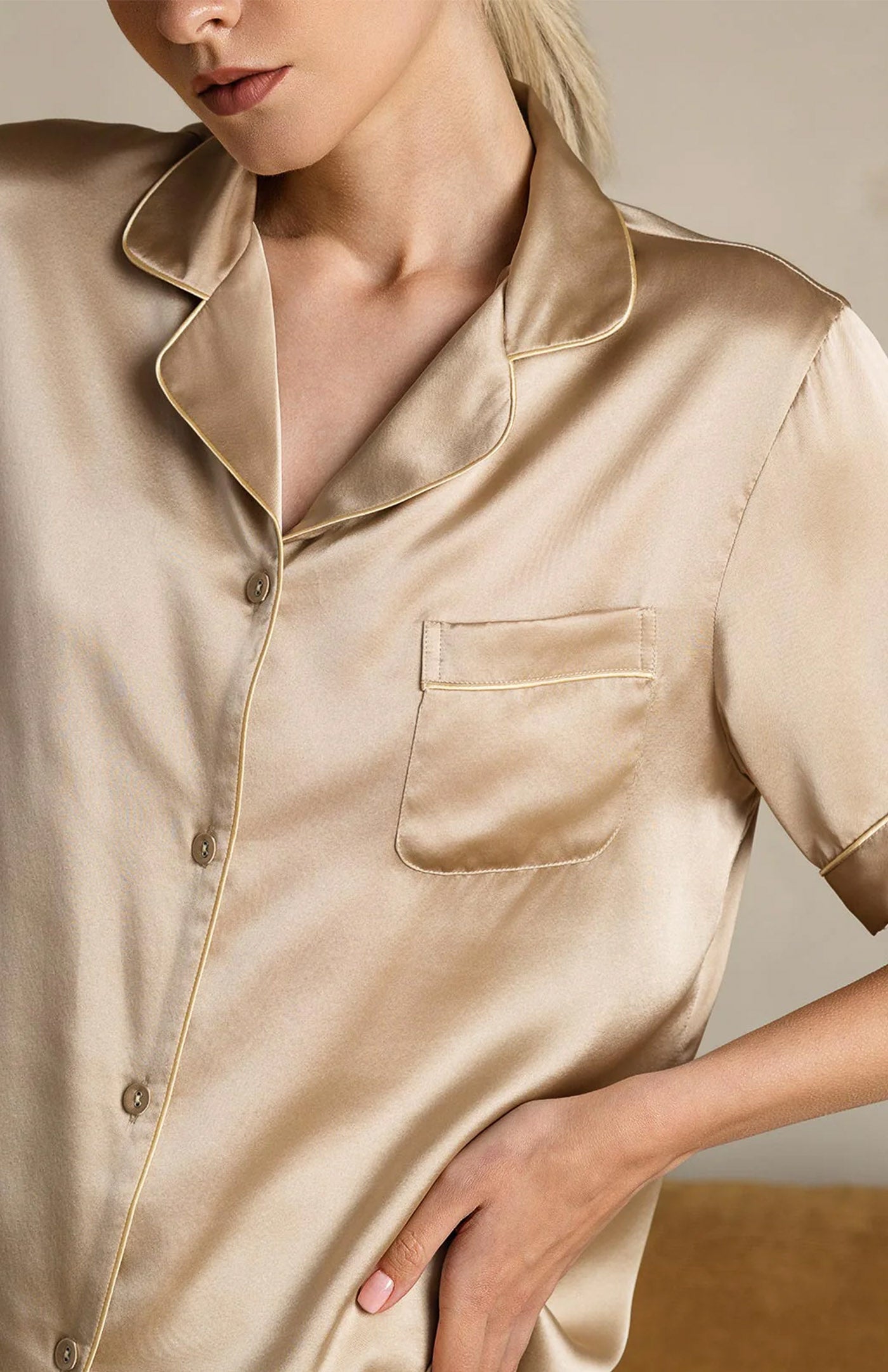Gold Kiss | Gold Satin Shorts Set