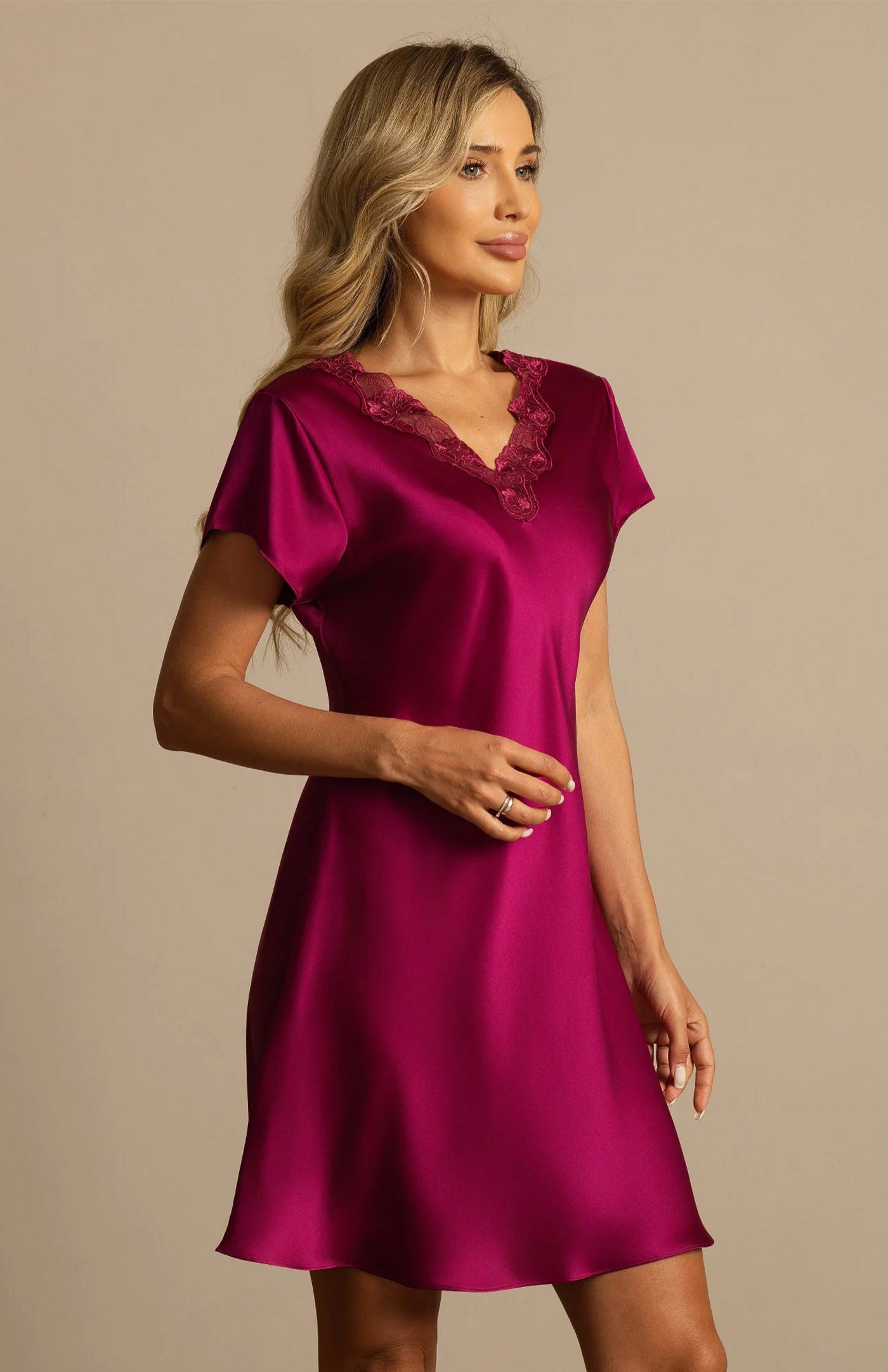 Berry Bliss Lace | Satin Trim Night Dress