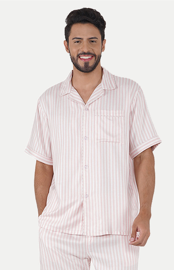 PINK STRIPES CO-ORD SET for Men | Luxeliv