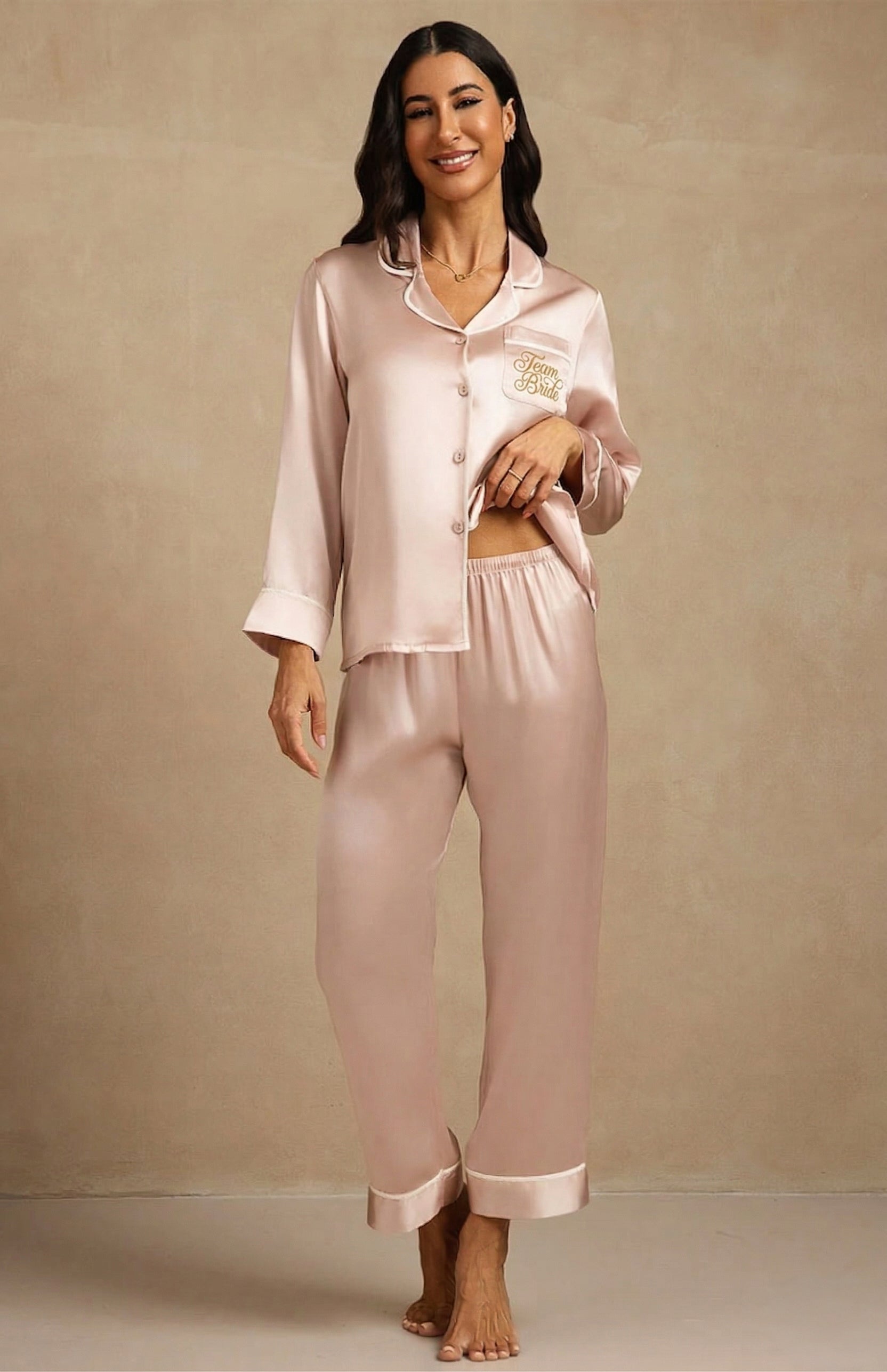 The "Sass & Shadi" Satin Wedding Loungewear Set | Team Bride