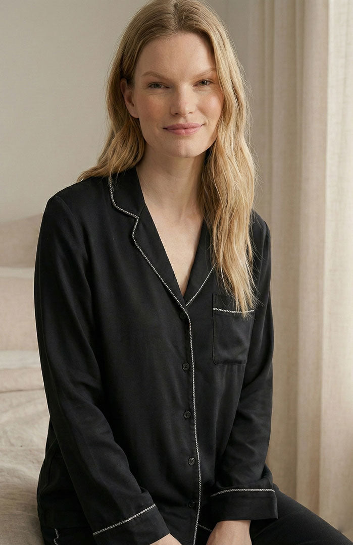 The Black Orlov Diamond Set | Satin Loungewear