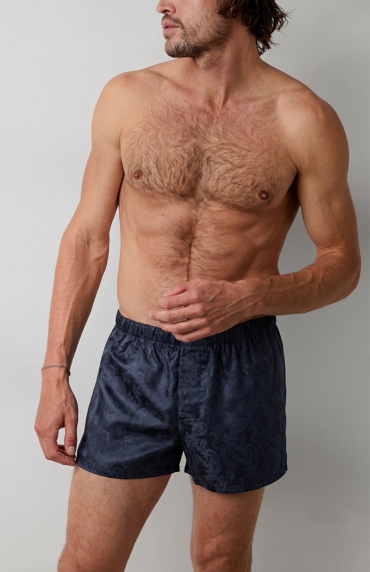 The Midnight Signet | Navy Paisley Jacquard Boxers for Men