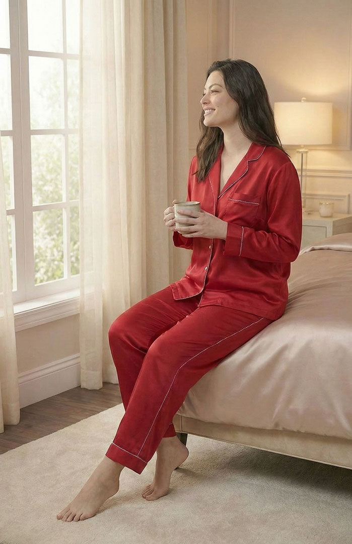 The Rare Red Diamond Set | Satin Loungewear