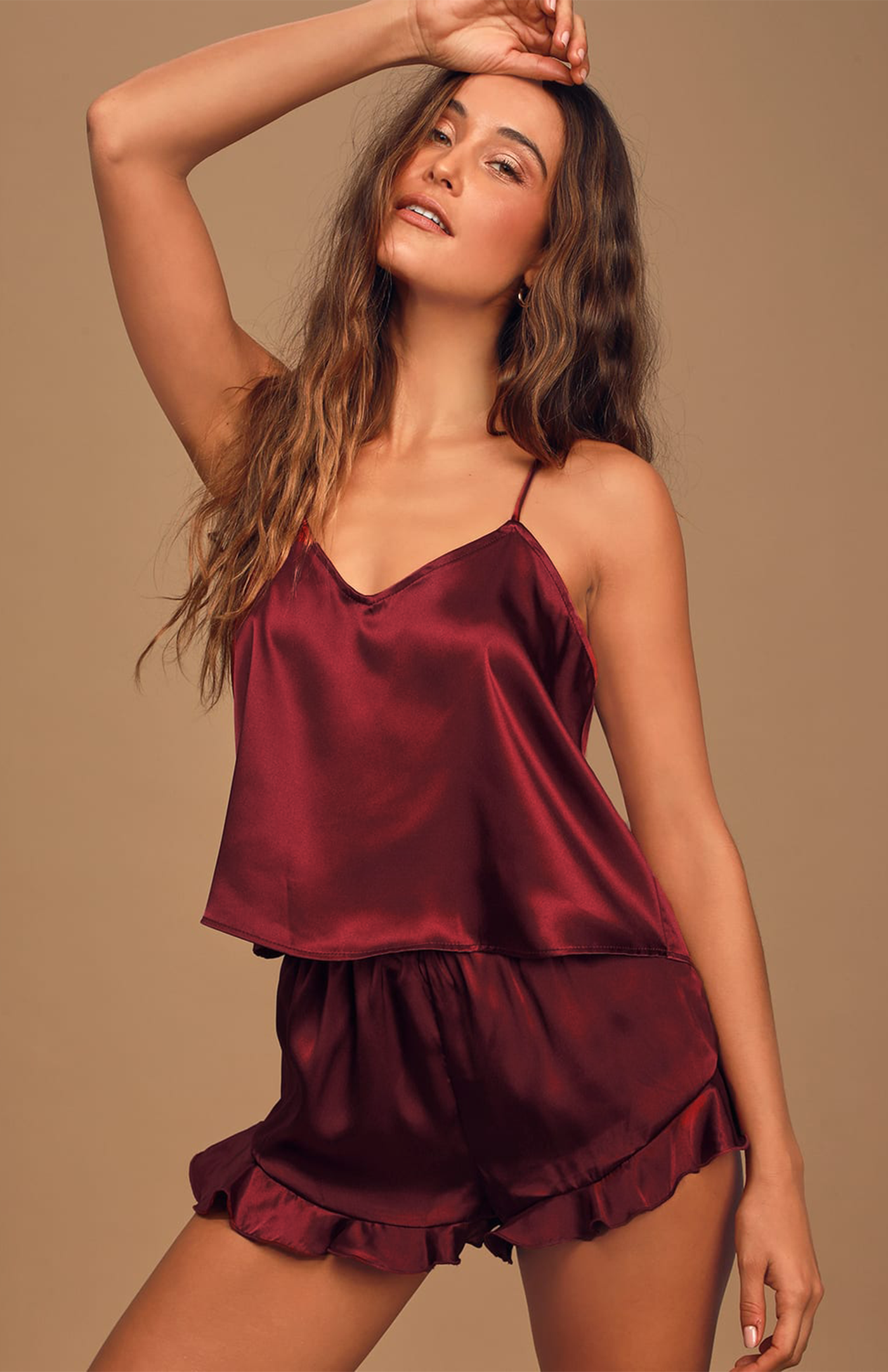 Blood Rose | Satin Camisole & Shorts Set