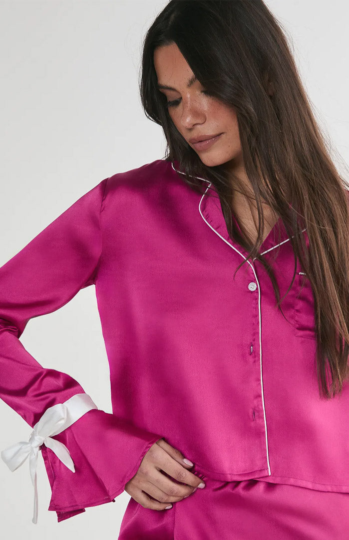 Pink Bella Bow Satin Set | Shirt and Shorts
