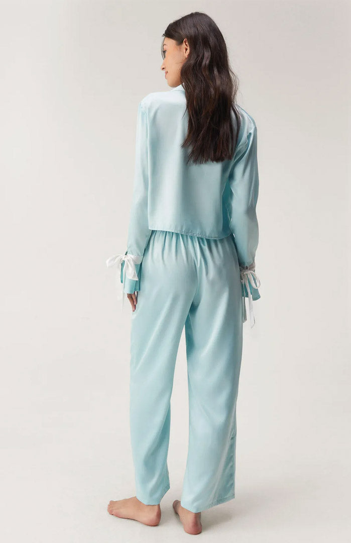 Blue Bella Bow | Satin Loungewear Set