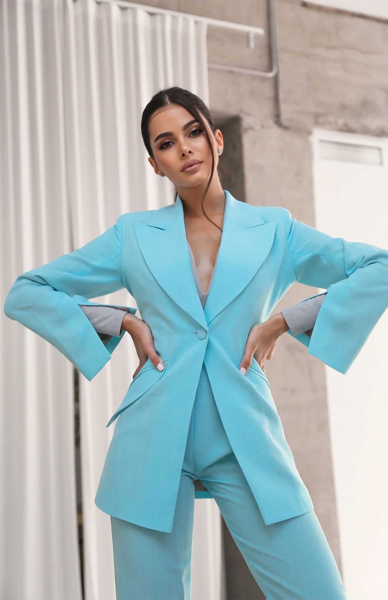 Buy Women Blooming Blue Blazer Sets Online Luxeliv
