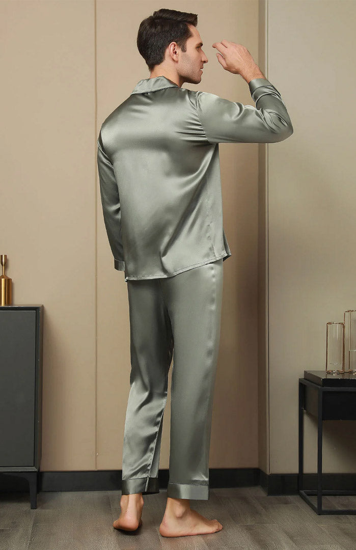 Talk Money To Me | Green Satin Luxury Loungewear Set for Men