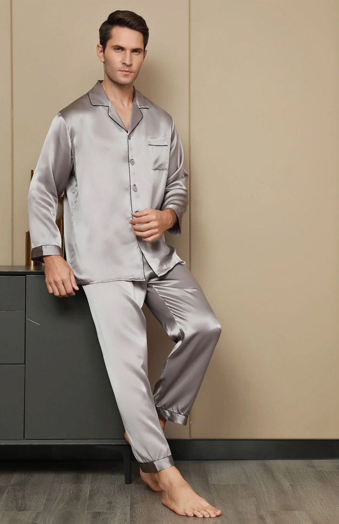 Trust Fund | Silver Satin Luxury Loungewear Set for Men
