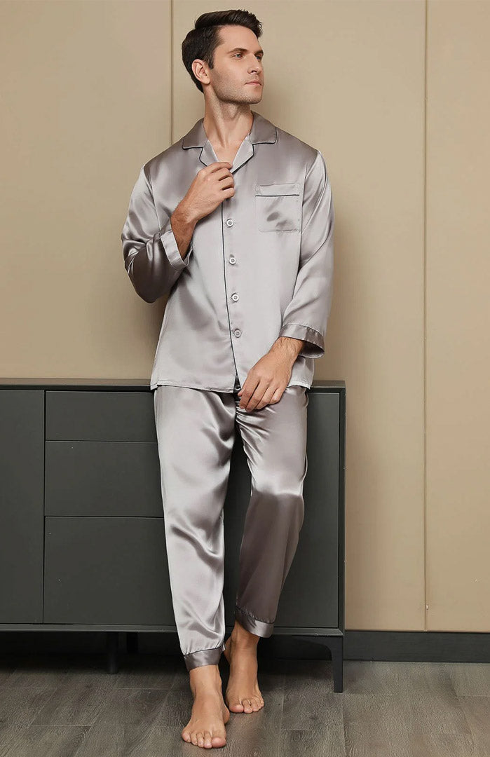 Trust Fund | Silver Satin Luxury Loungewear Set for Men