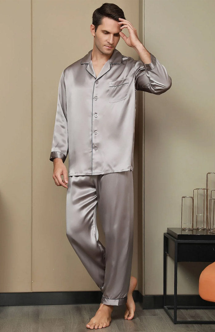 Trust Fund | Silver Satin Luxury Loungewear Set for Men