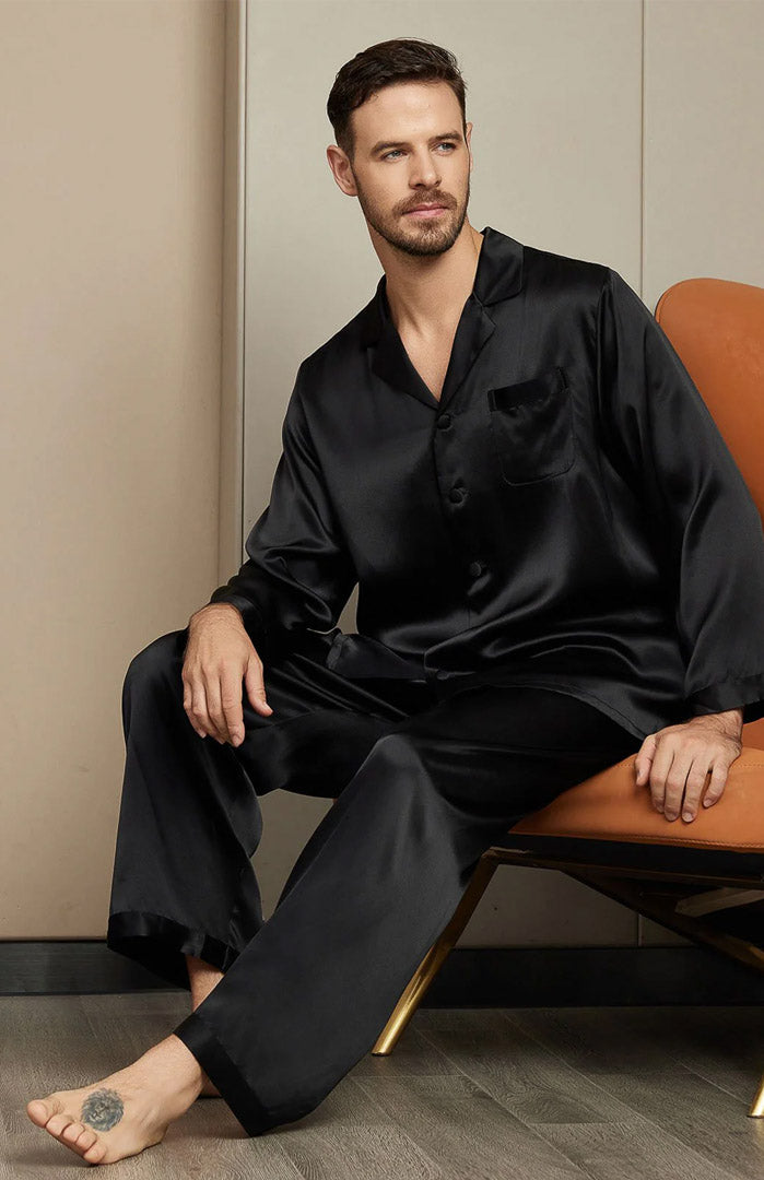 Noir Net worth | Blue Satin Luxury Loungewear Set for Men