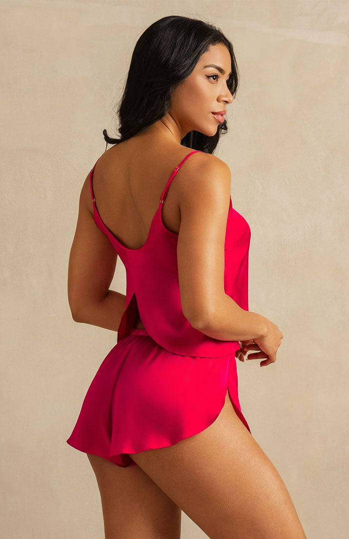 Rouge Red Tulip Satin Set | Cami and Shorts