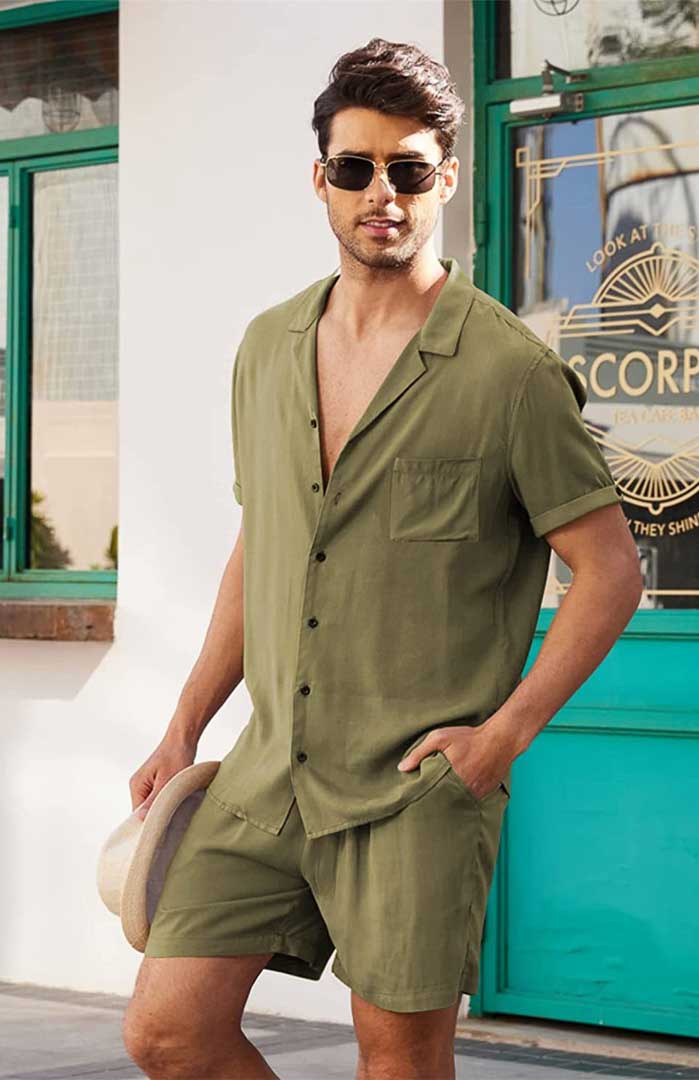 Verdant Vibe | Men's Green Egyptian Cotton Co-ord Set