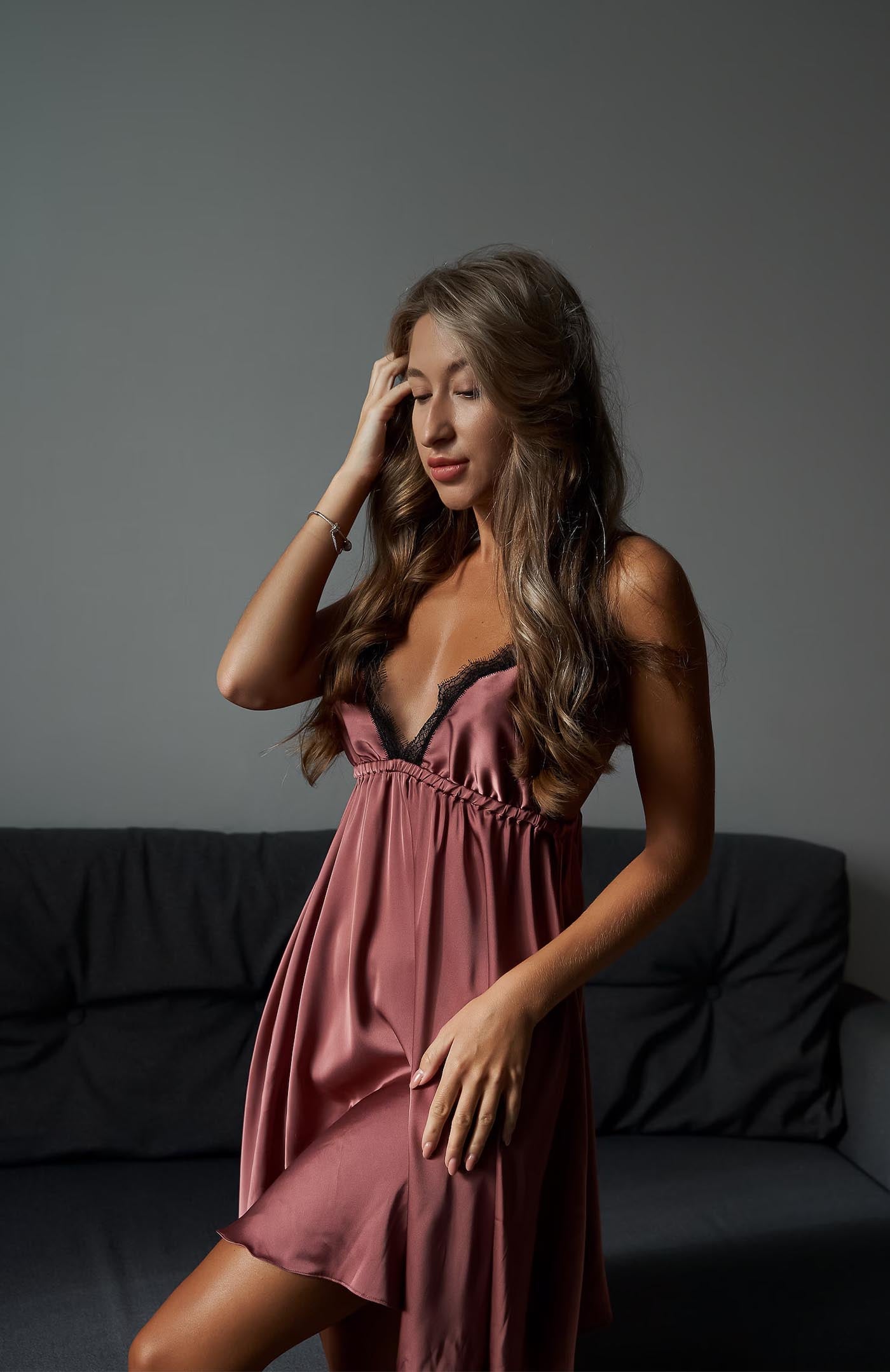 Dusty Pink Satin Baby Doll Nighty