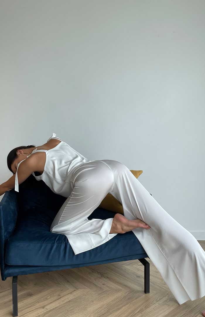 Bow Me | White Satin Loungewear Set