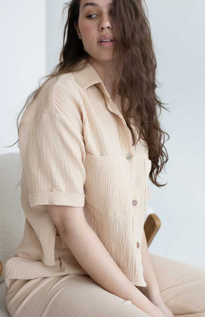 Bougie Beige | 100% Cotton White Co-ord