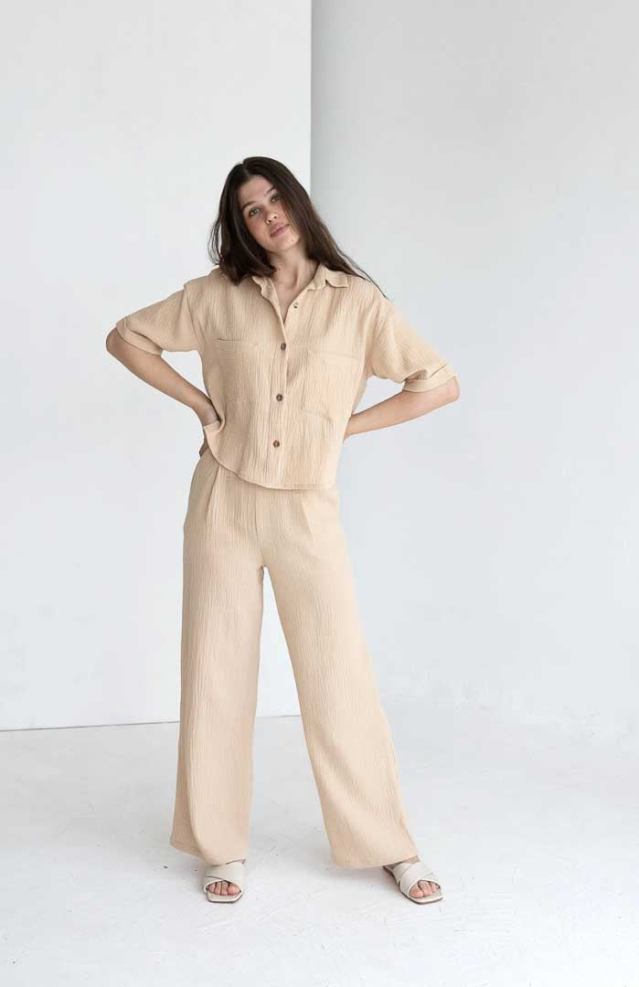 Bougie Beige | 100% Cotton White Co-ord