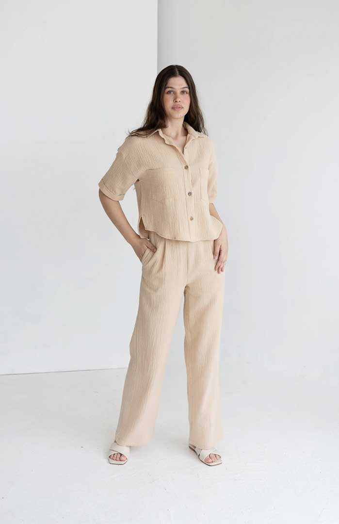 Bougie Beige | 100% Cotton White Co-ord