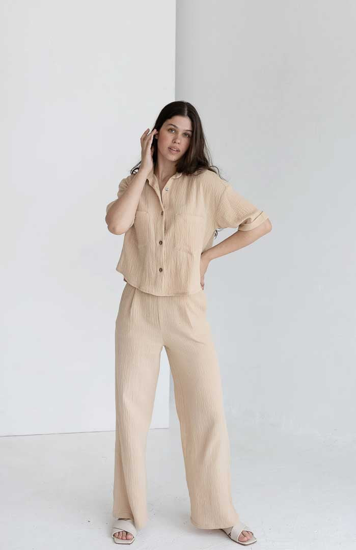 Bougie Beige | 100% Cotton White Co-ord