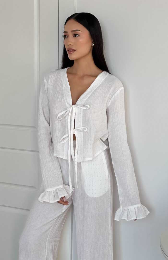 Ivory Drift | 100% Cotton Muslin Co-ord Set for Women