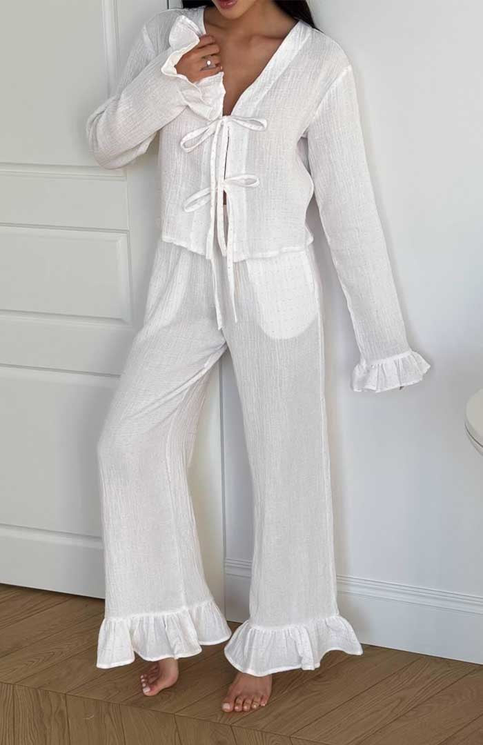 Ivory Drift | 100% Cotton Muslin Co-ord Set for Women