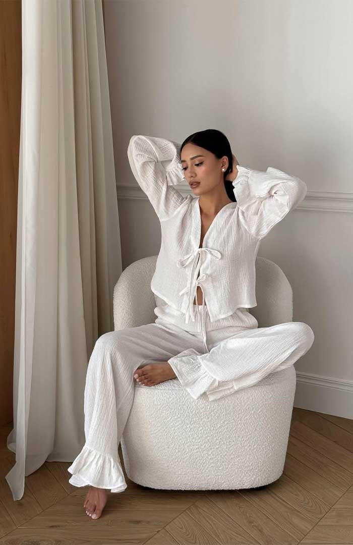 Ivory Drift | 100% Cotton Muslin Co-ord Set for Women