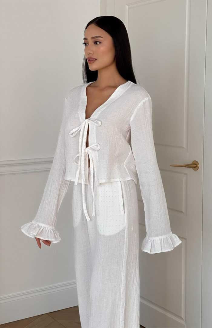 Ivory Drift | 100% Cotton Muslin Co-ord Set for Women