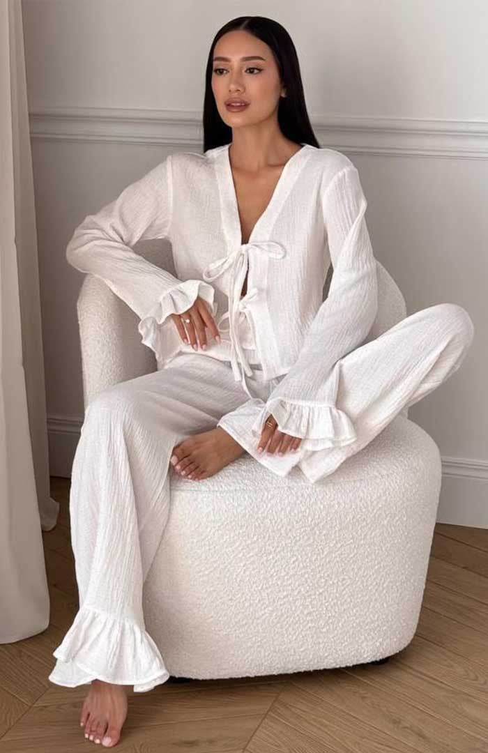 Ivory Drift | 100% Cotton Muslin Co-ord Set for Women