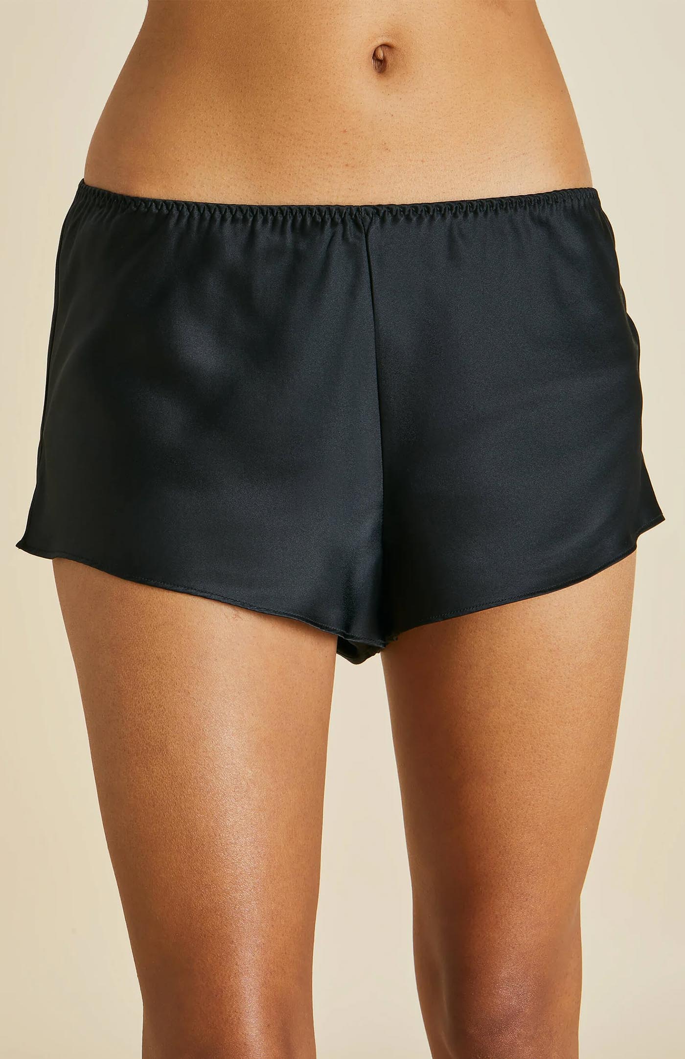 Black Leopard | Black Satin Camisole & Shorts Set