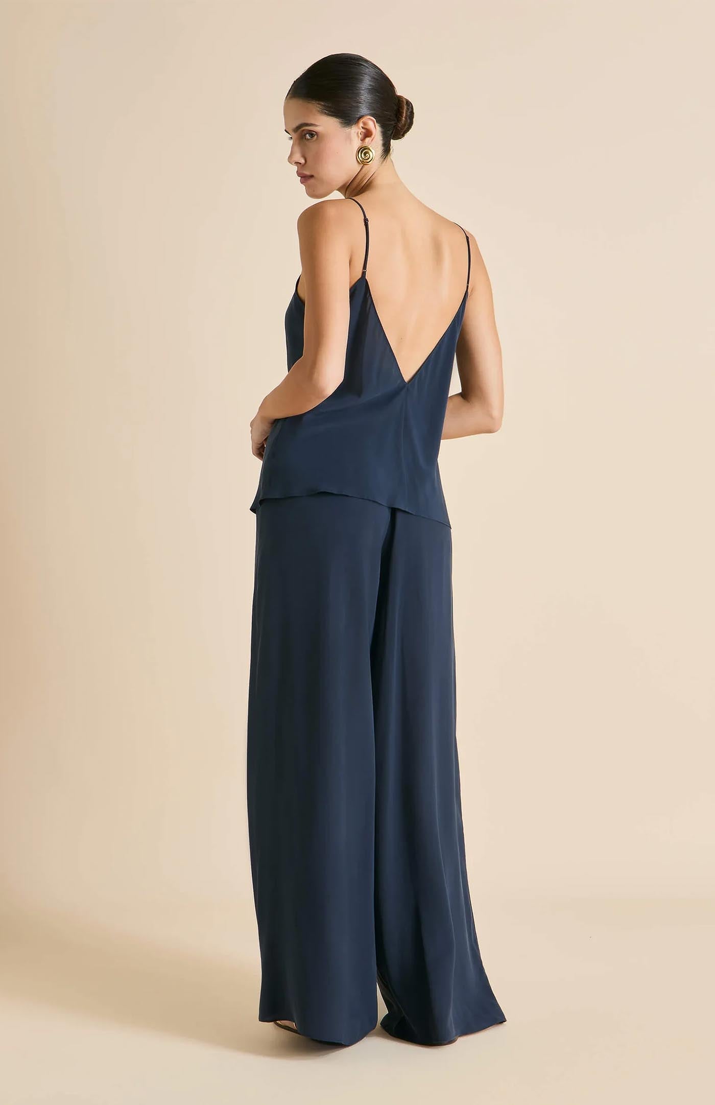 Blue Waves | Navy Blue Satin Loungewear Set