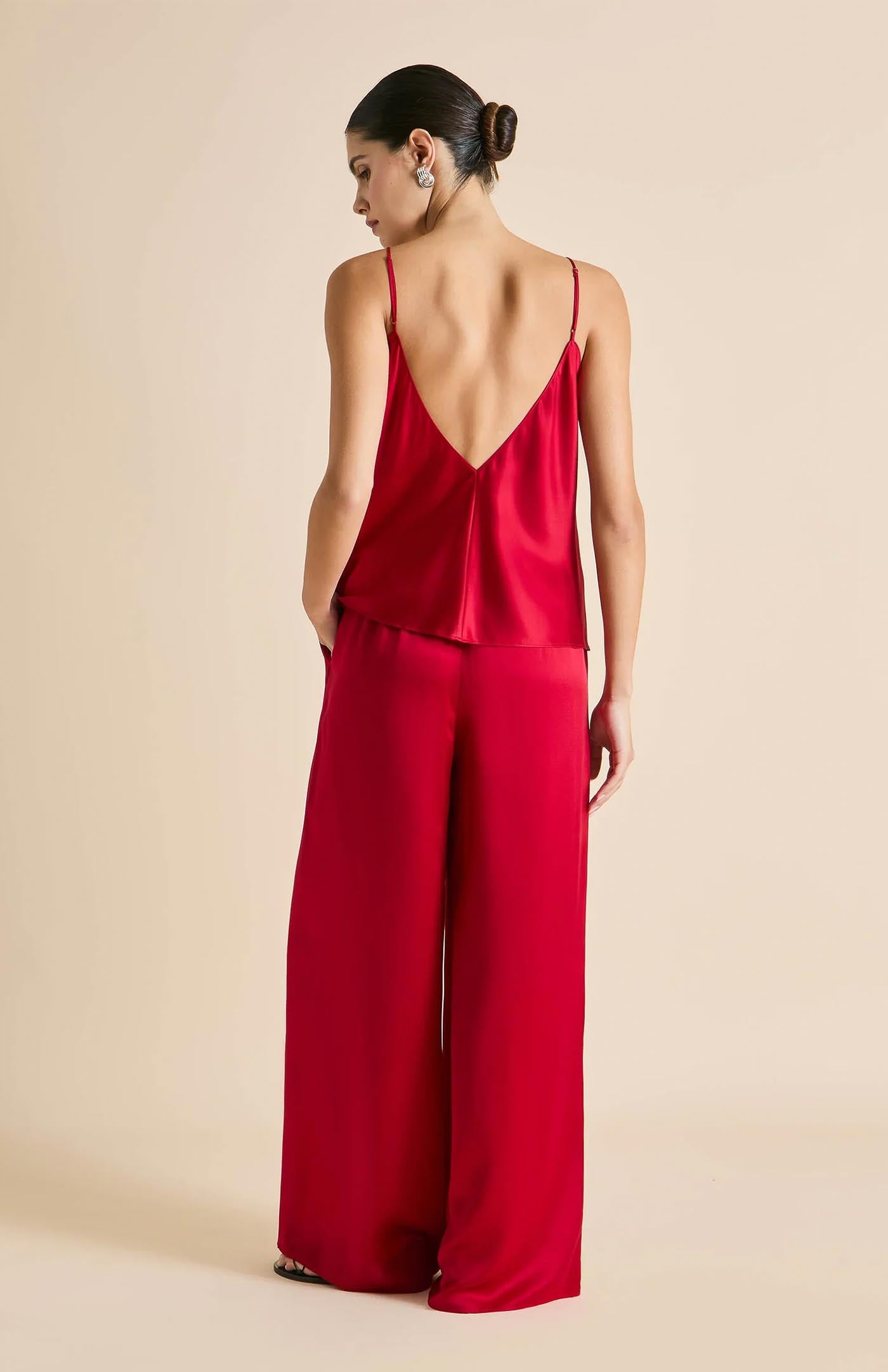 Flaming Red | Red Satin Loungewear Set