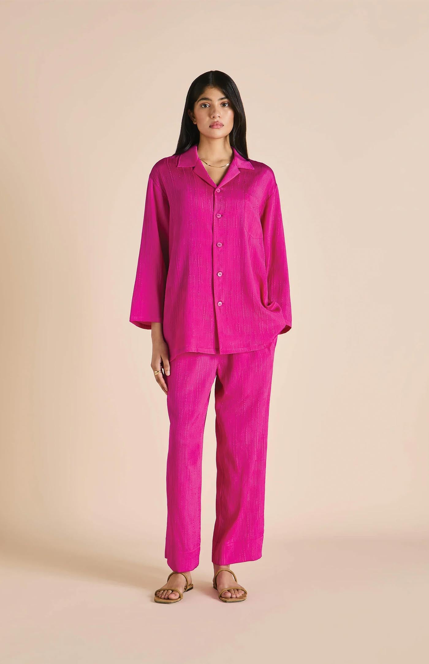 Pink Panther | Hot Pink Satin Loungewear Set