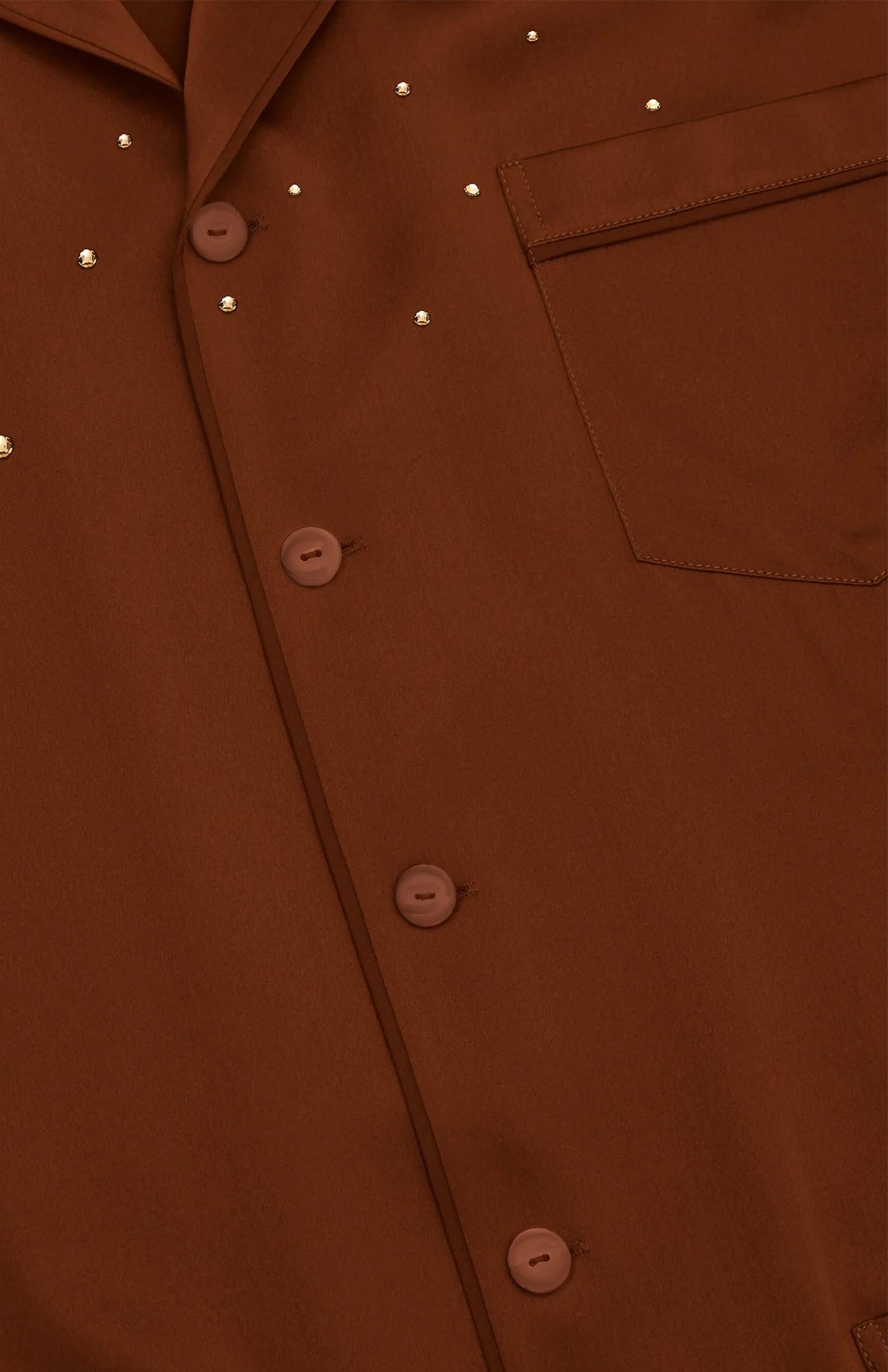 Crystal Brownie | Brown Satin Loungewear Set with Crystals