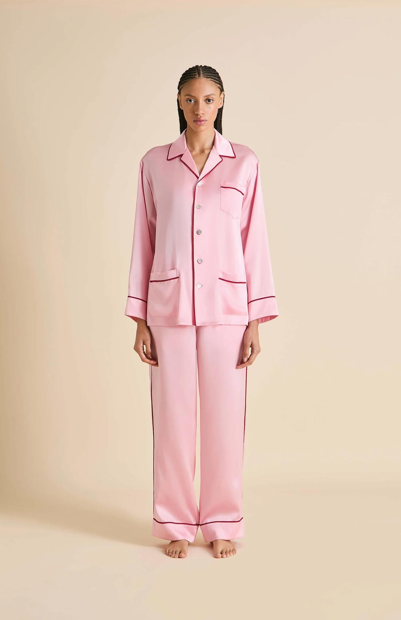 Plush Pink | Pink Satin Loungewear Set