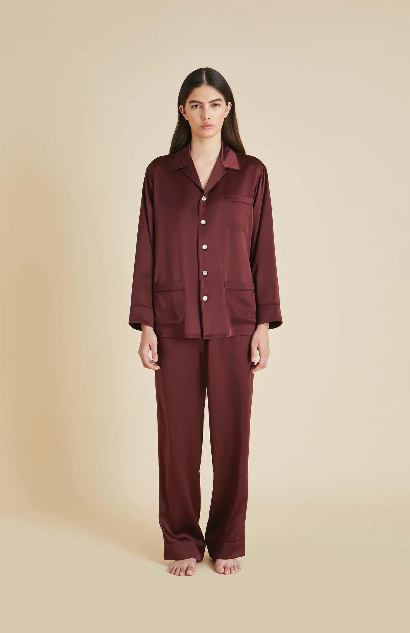 Berry Bold | Maroon Satin Loungewear Set