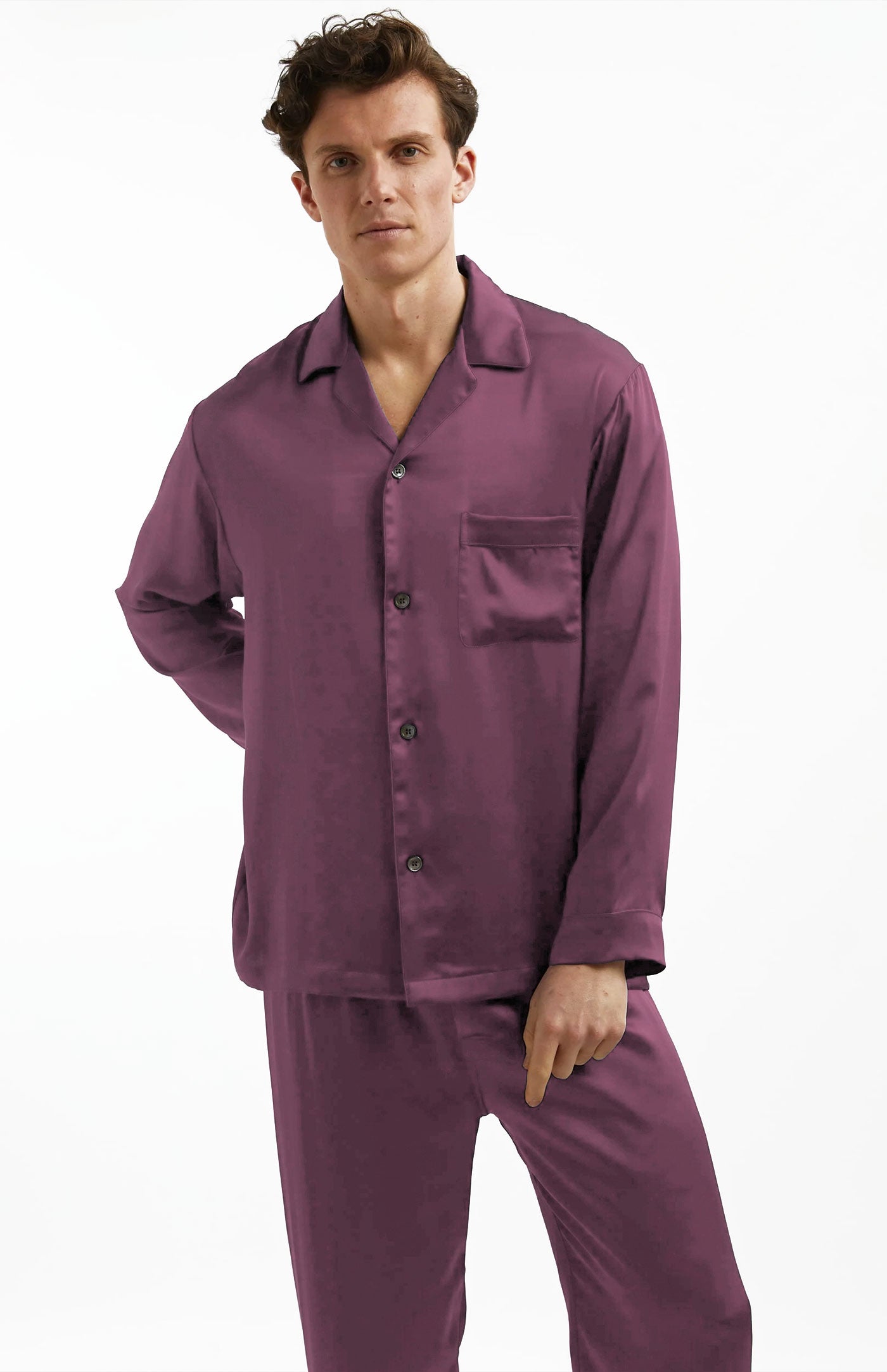 Mauve Mood Men's Satin Loungewear Set for Men | Luxeliv