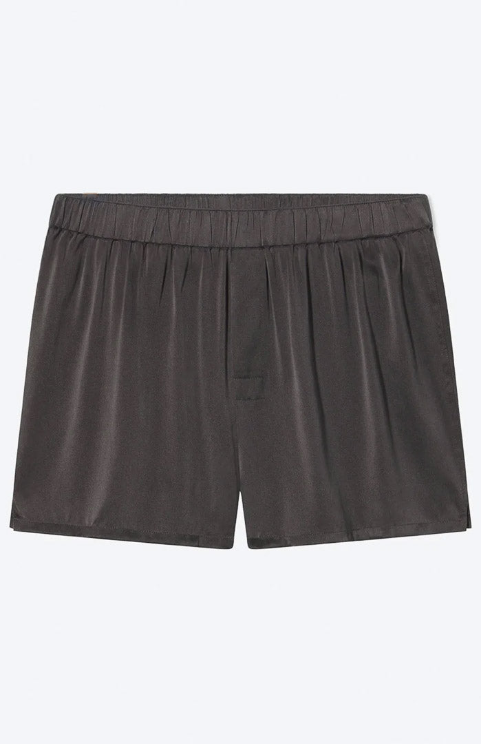 Charcoal Drift | Grey Satin Boxer Shorts