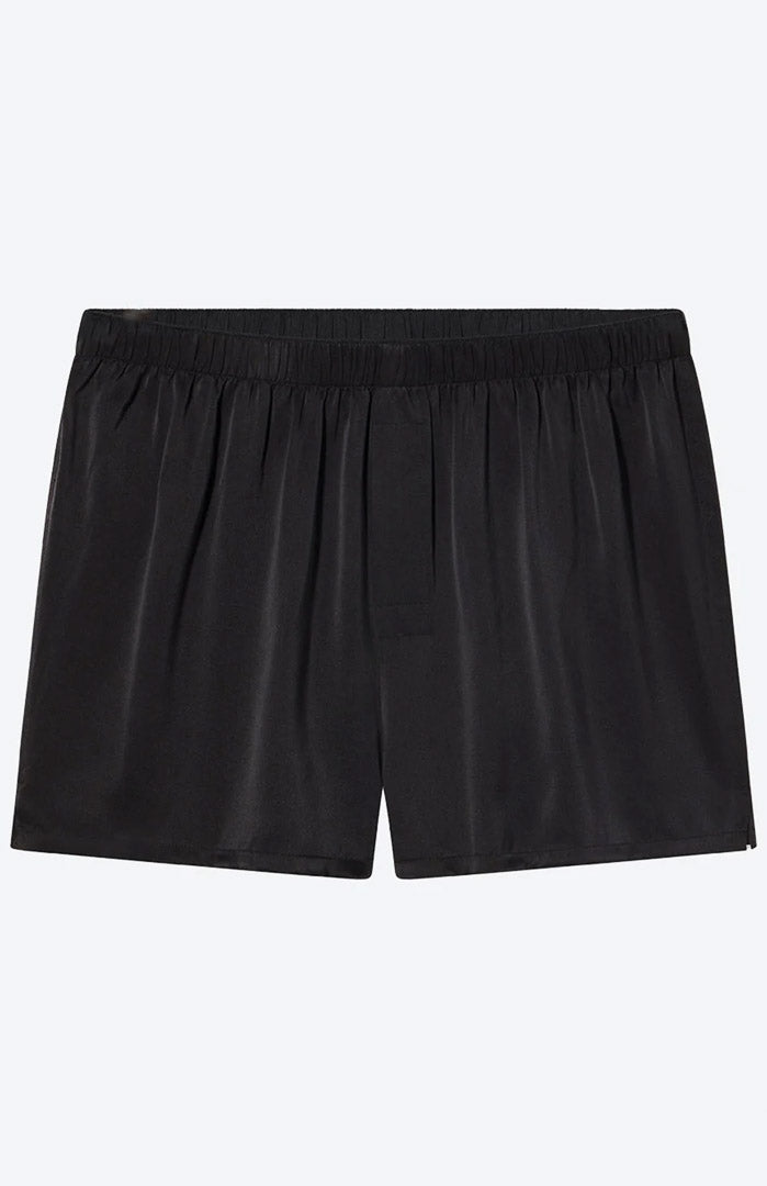 Noir Ease | Black Satin Boxer Shorts