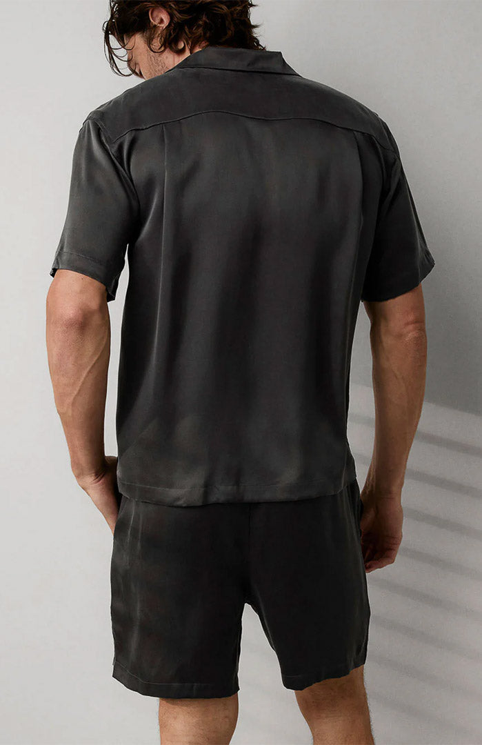 Charcoal Charm | Satin Loungewear Shorts Set